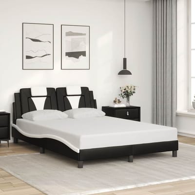 vidaXL - Bedframe - "Viana" - zonder - matras - kunstleer - zwart - en - wit - 120x200 - cm