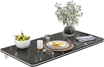 Opvouwbare Wandtafel - Klaptafel Balkon Bureau - Ruimte Besparen - Stevige Driehoekige Beugel - 30 x 90 cm - Zwart