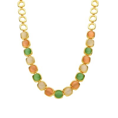 Luxenter Ketting met veelkleurig kattenoog met 18-karaats gouden afwerking - Shureo