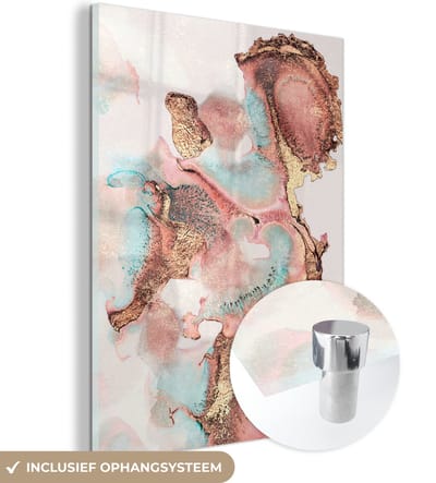 MuchoWow® Glasschilderij 120x160 cm - Schilderij acrylglas - Inkt - Pastel - Abstract - Foto op glas - Schilderijen