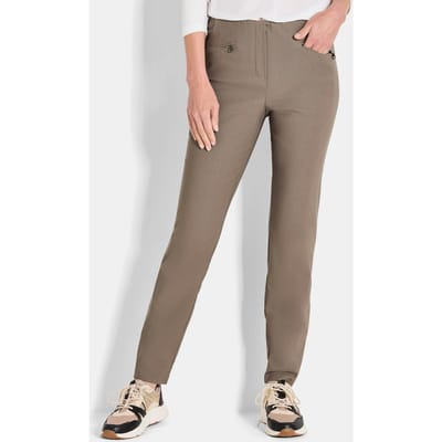 Smalle bengaline broek LOUISA, aan de binnenkant geruwd - taupe - Gr. 38 van Goldner Fashion