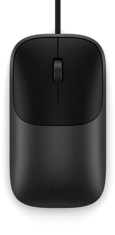 Satechi Slim LX Bekabeld Mouse – Stille Klikken voor Geluidsvrije Werkomgeving – Precisie Scrollwiel voor Nauwkeurige Bediening – Beoordeeld voor 3 Miljoen Klikken voor Langdurige Duurzaamheid - Zwart