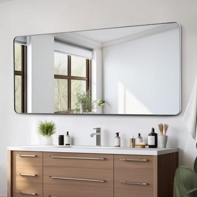 VEVOR Wandspiegel Make-upspiegel Badkamerspiegel 1828 x 813 x 25 mm Rechthoekige spiegel, zilverkleurig aluminium frame, met Z-vormige beugel voor badkamer, slaapkamer, woonkamer