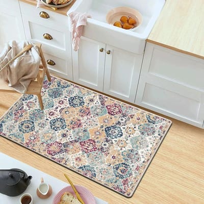 Kristal Pluche Tapijt 1 stuks Bohemien Perzisch Patroon Anti-vermoeidheid Keukenmat Deurmat Badkamertapijten Vloermat 40x60cm
