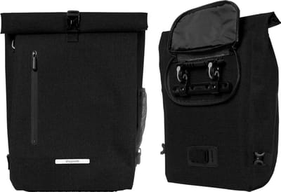 LifeGoods Enkele Fietstas - 25L - Fietsrugzak Waterdicht - Compact - Schoudertas en Rugtas - Ronde Bagagedragers - Zwart