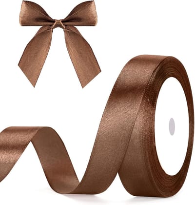 Donkerbruin satijnen lint 20 mm, decoratiegeschenkband, 22 m lint voor het maken van slingerlinten, donkerbruin satijnen decoratielint voor cadeauverpakking, decoratie