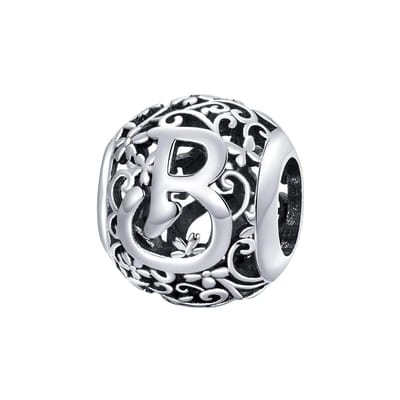 Letter B romantisch bedel | bedels voor armband | alfabet bead | Zilverana | geschikt voor alle bekende merken | 925 zilver | moederdag