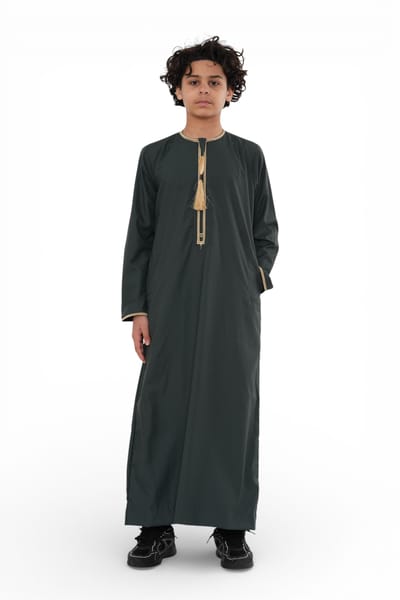 Kinderen jongens Ramadan groene Marokkaanse Thobe gewaad Emirati Eid Jubba-TT-003