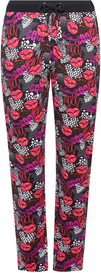Angel of Style - Dames - Trainingsbroek Tapered Fit kussende mond - Neonrood - Maat 46