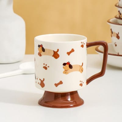 Keramische Mok Koffie Melk Kopje Koppels Kopje Kelk Glas Cartoon Waterbeker Souvenir Verjaardagscadeau 401-500ml beige