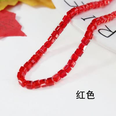 Perles Cubiques Carrées Trou Droit 6mm, Perles Dispersées Cristal Verre Sucre Accessoires Bijoux DIY Matériau de Perles rouge