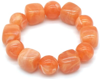 Armband - elastisch - acryl kralen - oranje - dames - sieraden - vrolijk - hip - cadeau