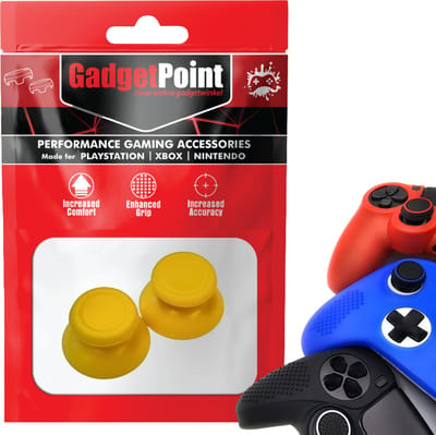 Gadgetpoint - Thumb Grips voor PlayStation, PS5, Xbox X/S, One & Switch Pro Controller - Gaming Thumbgrips - Performance Anti-Slip Thumbsticks - Bescherming Accessoires - Joy Sticks - Geel