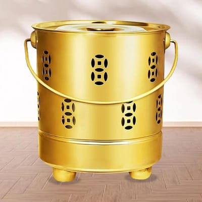 Vuurton Roestvrij Staal - Buitenoven Afval - Afval Verbranden - Vonkbestendige Deksel - 39x39x37 cm - Zilver