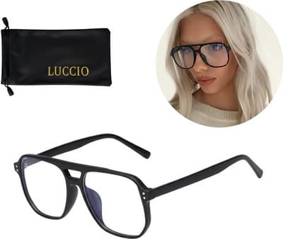 LUCCIO Blauw Licht Bril - Blue Light Glasses - Blauw Licht Bril Zonder Sterkte - Beschermend - Blue Light Blocking Glasses - Vierkant montuur - Zwart frame