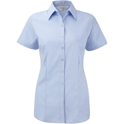 Russell Dames/dames Visgraat Werkshirt met korte mouwen (Lichtblauw)