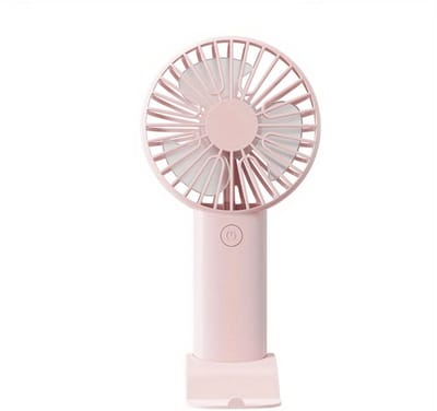 Draagbare Handventilator met Telefoonhouder - Mini USB Ventilator - Oplaadbaar - 3 Snelheden - Stil & Compact - Bureauventilator - roze