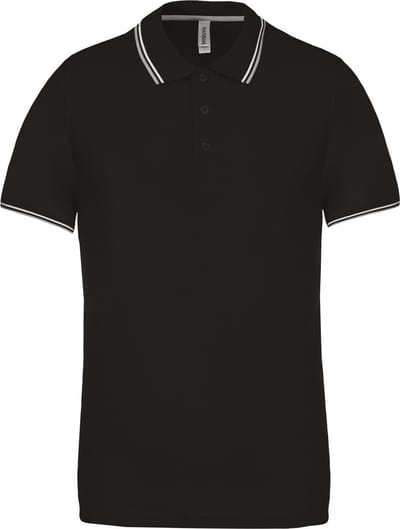 Heren Polo 'Pique' Kariban Collectie maat S Zwart/Grijs/Wit