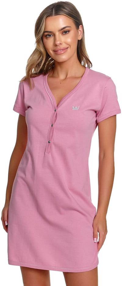 Doctor Nap Katoenen Nachthemd Borstvoeding Zwangerschap TCB.9505 Blush Rose 36 / S