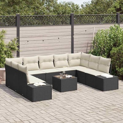 vidaXL - Tuinbank - Set - 9 - st - 8-Aantal - zitplaatsen - Zwart - en - Crème