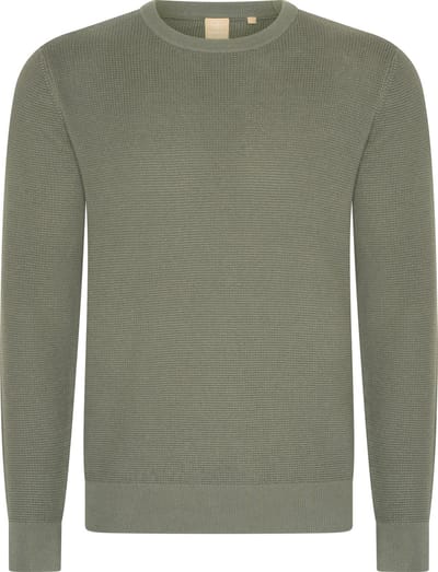 Mario Russo Waffle Pullover - Trui Heren - Sweater Heren - Agave Groen - M