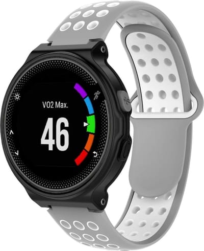 By Qubix - Siliconen sportbandje - Grijs + wit - Geschikt voor Garmin Forerunner 220 / 230 / 235 / 620 / 630 / 735 (XT)