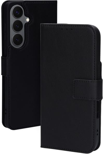 Mobiparts hoesje geschikt voor Samsung Galaxy S26 Plus - Wallet/Boekhoesje - Eco Leer - Magneet Sluiting - Opberg vakken - Zwart