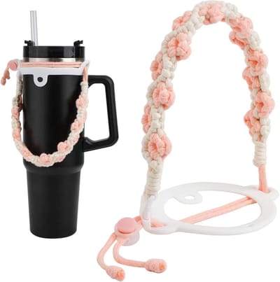 Ronte - Waterfles Handvat voor Beker en Flessen 8-40oz, Boho Macrame Riem Siliconen Koffiemok Band Accessoires - Handig en Stijlvol