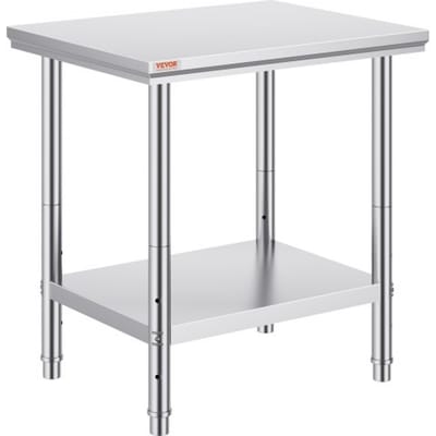 VEVOR RVS werktafel 760 x 600 x 70 mm Voedselbereiding voor maaltijdvoorbereiding, naaien, wassen, knutselen, garagegebruik, enz.