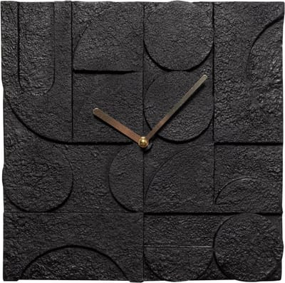Klok Zaria WOOOD - zwart cement rond 30cm