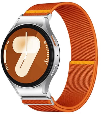 Nylon loop bandje - geschikt voor Samsung Galaxy Watch 7 (40 & 44mm) / Watch 6 (Classic) / Watch 5 (Pro) / Watch 4 (Classic) / Watch FE - met easy pin - oranje
