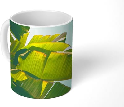 Mok - Koffiemok - Bananenblad - Bladeren - Tropisch - Zomer - Mokken - 350 ML - Beker - Koffiemokken - Theemok