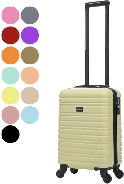 BlockTravel® Handbagage Koffer XS 29L Carryon Koffer - Trolley Handbagage Lichtgewicht 52cm - Reiskoffer met Wielen - Koffer Handbagage - Reistas met Wielen - Valies - TSA-slot - Licht geel