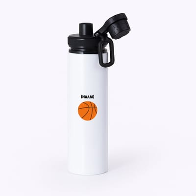 Hacebo® - Basketbal met eigen naam waterfles met draaidop zwart - Basketbal - Basketballer - Sport - water fles - 850ML
