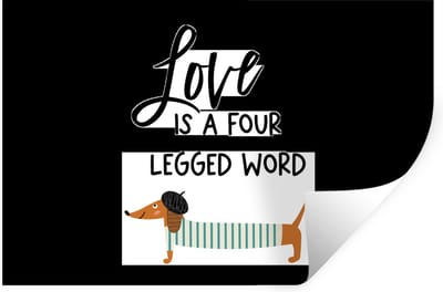 Muurstickers - Sticker Folie - Quotes - Honden - Spreuken - Love is a four legged word - 30x20 cm - Plakfolie - Muurstickers Kinderkamer - Zelfklevend Behang - Zelfklevend behangpapier - Stickerfolie