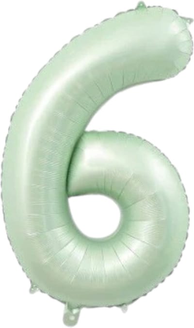 Folieballon cijfer 6 - mintgroen - 80cm