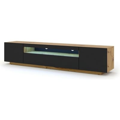 Furnlux Aurus Zwart en Hout 3-deurs LED TV wandmeubel, 200 cm