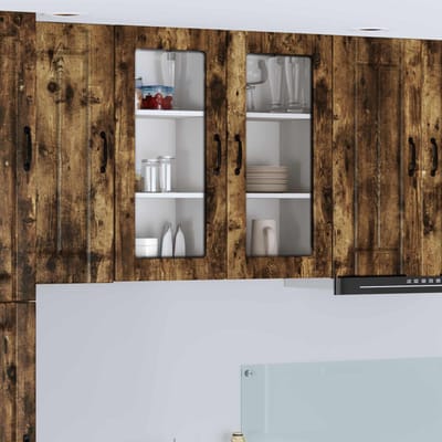vidaXL - Wandglas - Kasten - LUCCA - Gerookt - eiken - 40 - x - 31 - x - 80 - cm