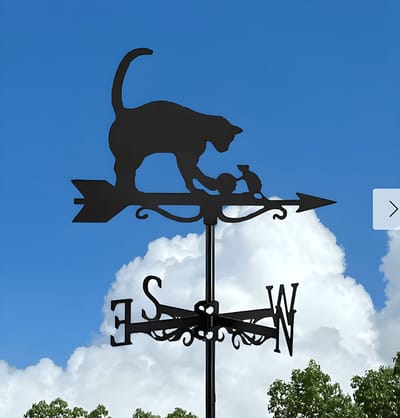 Metalen Windspinner met Dierenmotief - Smeedijzeren Tuin Decoratie voor Buiten - Ornament voor Daktuinen & Binnenplaatsen-Kat 2-Belle‘s product-Belle's product