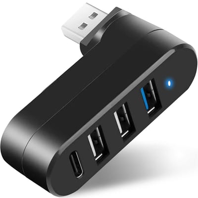 EXCITAT USB dockingstation - 180 graden draaibaar - 4 poorten (2 USB 2.0 poorten + 1 USB 3.0 poort + 1 USB Type C poort)