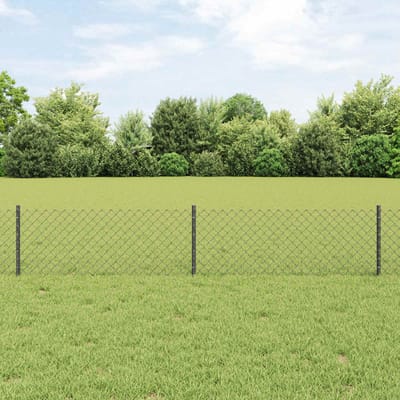 vidaXL - gaashek - met - palen - 10 - x - 0,4 - m - PVC-Coated - Staal - Grijs - Mesh