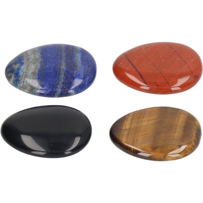 4 Pièces Pierre d'Inquiétude Pouce Anti-Stress Méditation Petite Portable Ovale Cabochon Pierre pour Maison Bureau