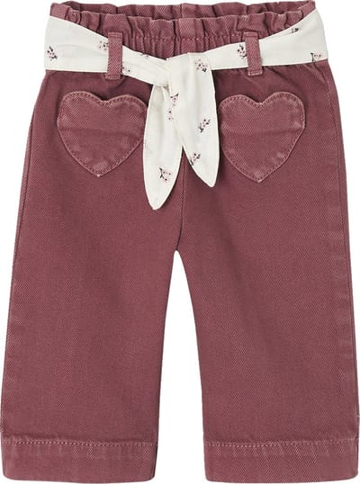 Vertbaudet Wijde broek met kleur babymeisje met riem om te strikken