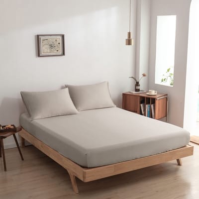 Bamboe hoeslaken Soft Taupe beige 140x200 cm – Topdekmatras hoeslaken, zacht, ademend & hypoallergeen | Boomba Bamboo®