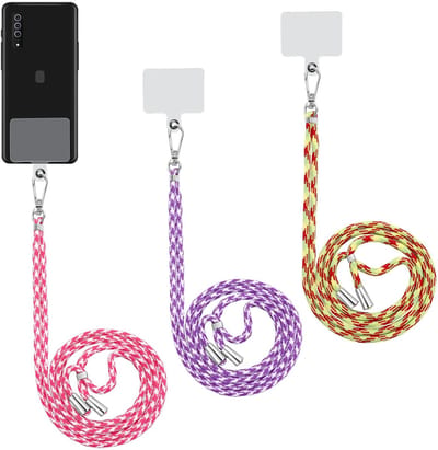 Dailygoods- Telefoonkoord 150 cm - Telefoonkoord Universeel - Telefoonkoord Kralen - Telefoonkoord met Transparante Pads - Telefoonkoord Verstelbaar - Nylon en PVC Materiaal - Telefoonlanyard