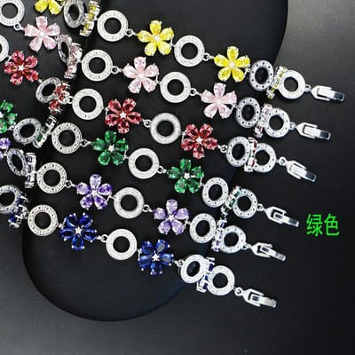 Nieuwe Zirkonia Bloemen Armband Exquise Damesmode Kristal Zirkonia Hand 18Cm with 3cm extension buckle gray