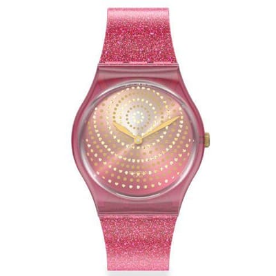 Swatch Gent Serie Quartz Uurwerk 30M Waterbestendig Horloge 34X39.2Mm Bloemenwijzerplaat Kunststof Kast Siliconen Band Dameshorloges GP169 Pink pink