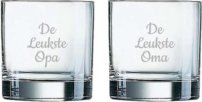 Gegraveerde Whiskeyglas 38cl De Leukste Opa- De leukste Oma