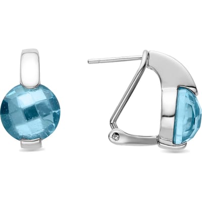 Luxenter Oorbellen van 925 sterling zilver en aquamarijn zirkonia met rhodiumafwerking - Laram