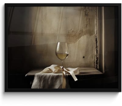 Fotolijst inclusief poster - Posterlijst 70x50 cm - Posters - Strik - Beige - Witte - Wijn - Foto in lijst - Keuken decoratie muur - Wanddecoratie accessoires - Muurdecoratie - Schilderijen